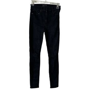 Black Orchid Women's Black Studded Distressed High Rise Skinny Jeans 26